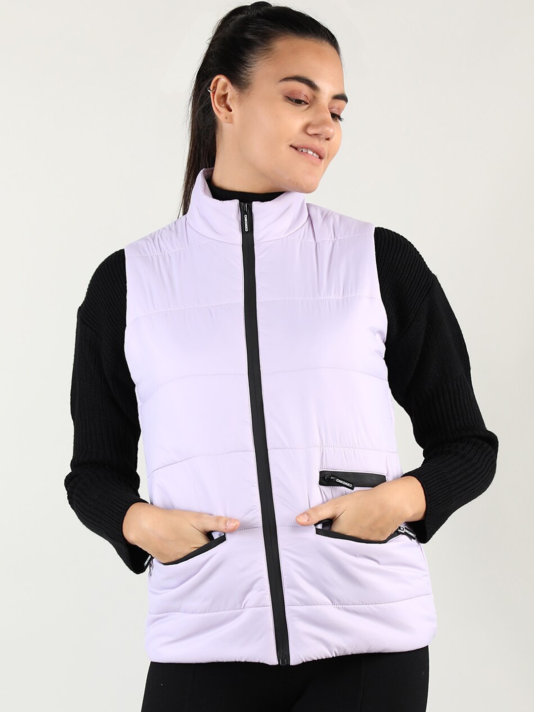 

CHKOKKO Women Purple Outdoor Puffer Jacket