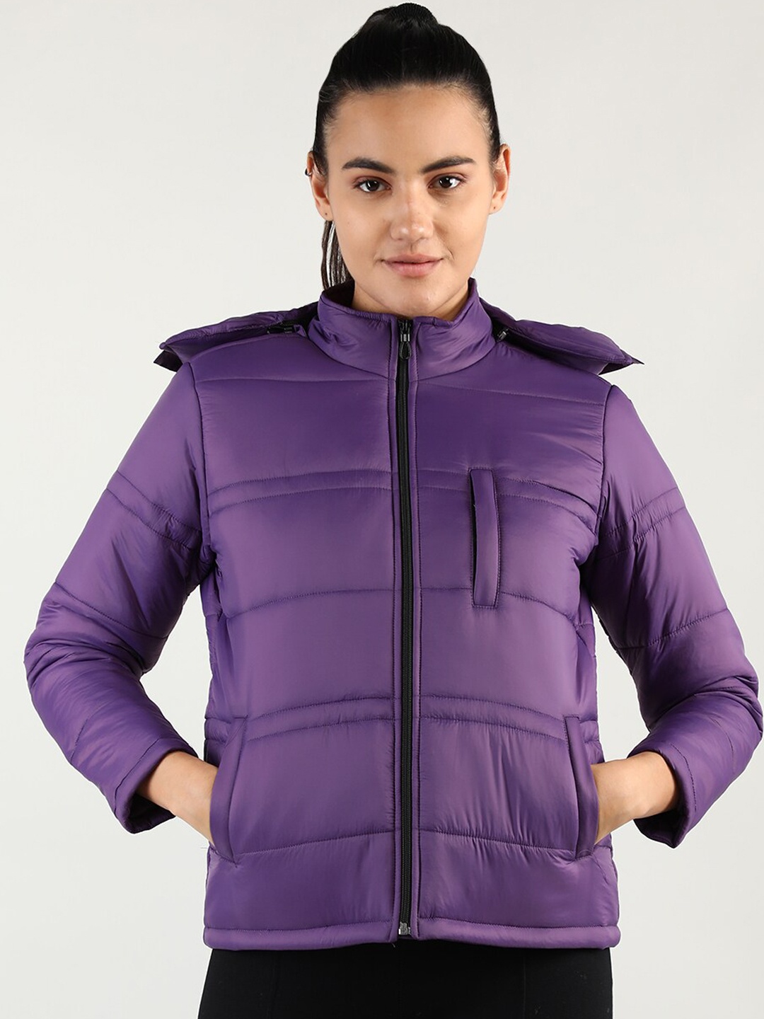 

CHKOKKO Women Purple Outdoor Puffer Jacket