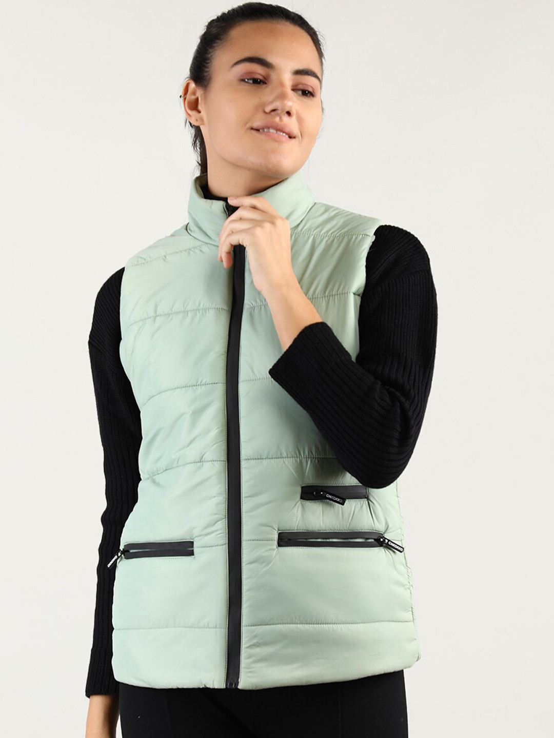 

CHKOKKO Women Green Outdoor Sporty Jacket