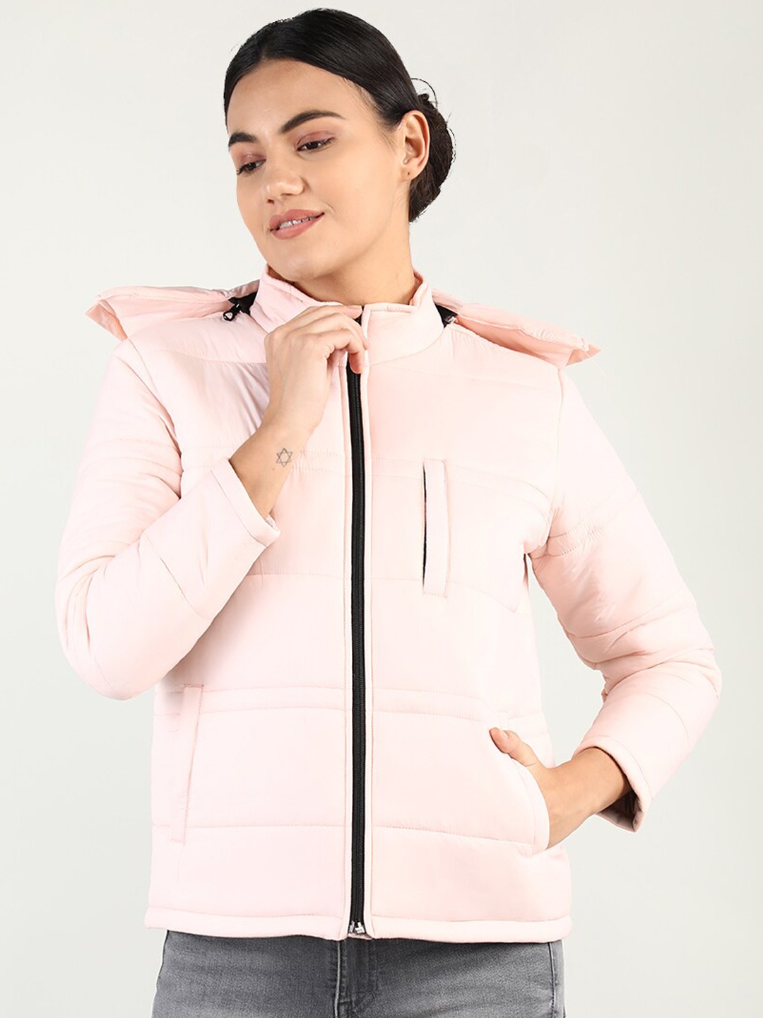 

CHKOKKO Women Peach-Coloured Outdoor Padded Jacket