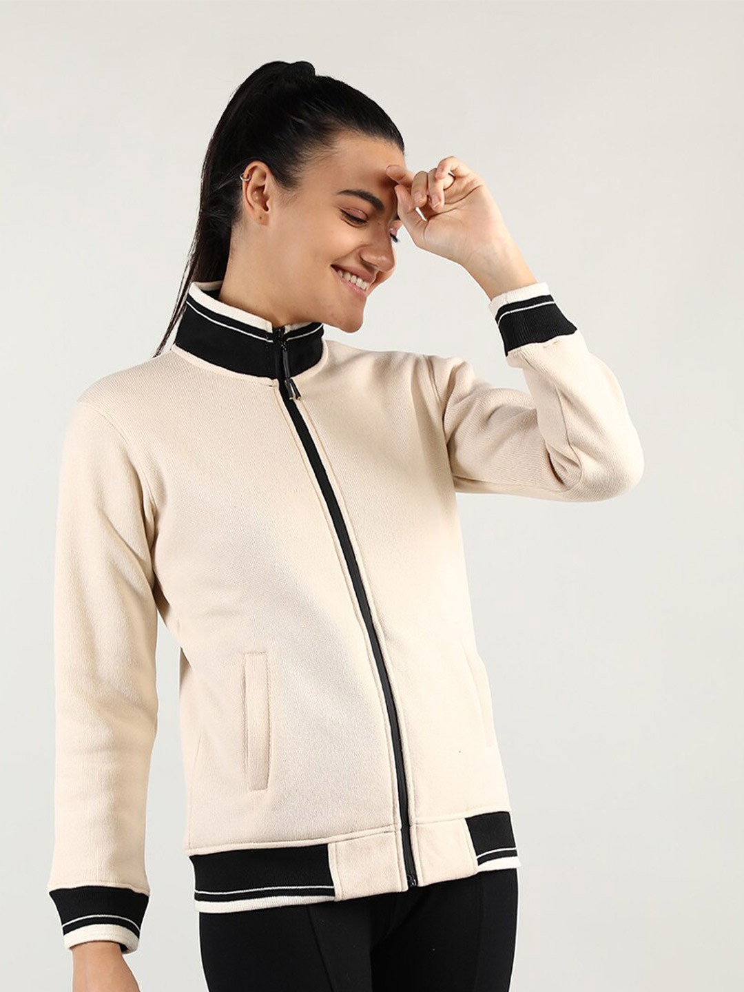 

CHKOKKO Women Cream-Coloured Sweatshirt