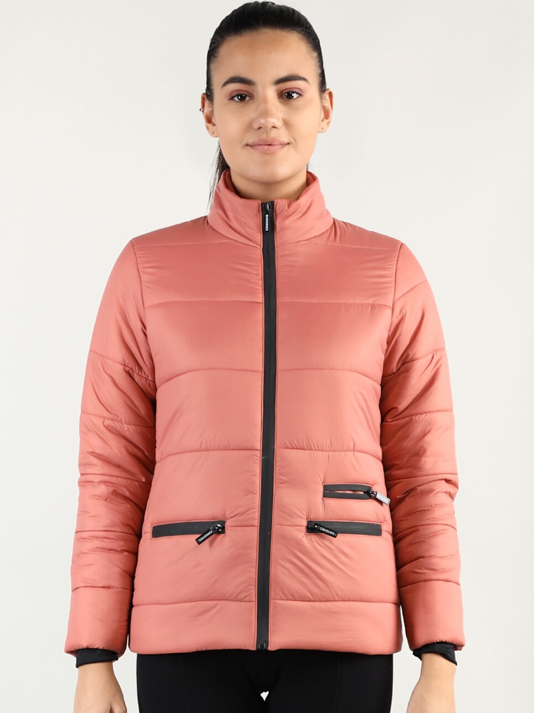

CHKOKKO Women Coral Longline Outdoor Padded Jacket