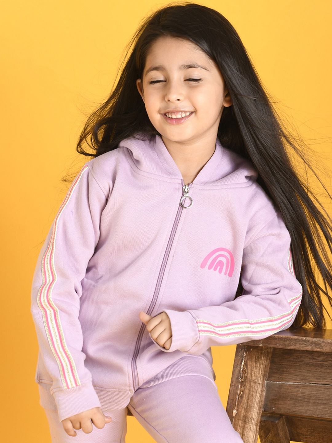 

Anthrilo Girls Purple Solid Hooded Sweatshirt
