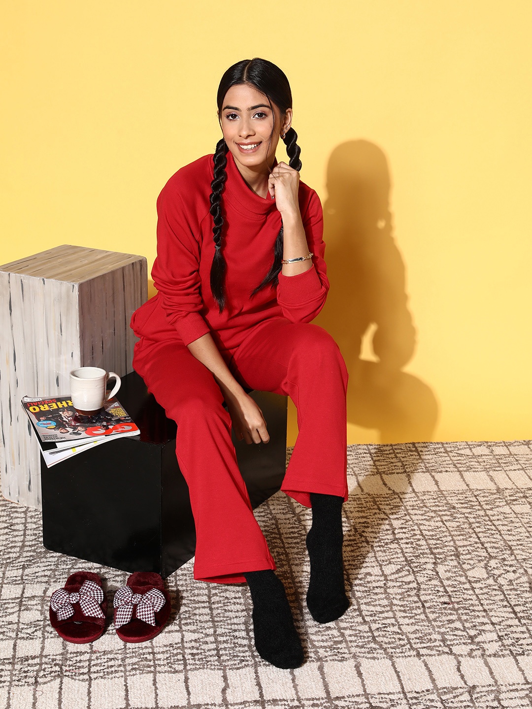 

XIN Women Red Solid Night Suit