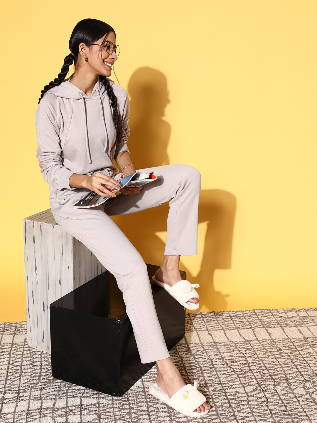 

XIN Women Solid Grey Night Suit