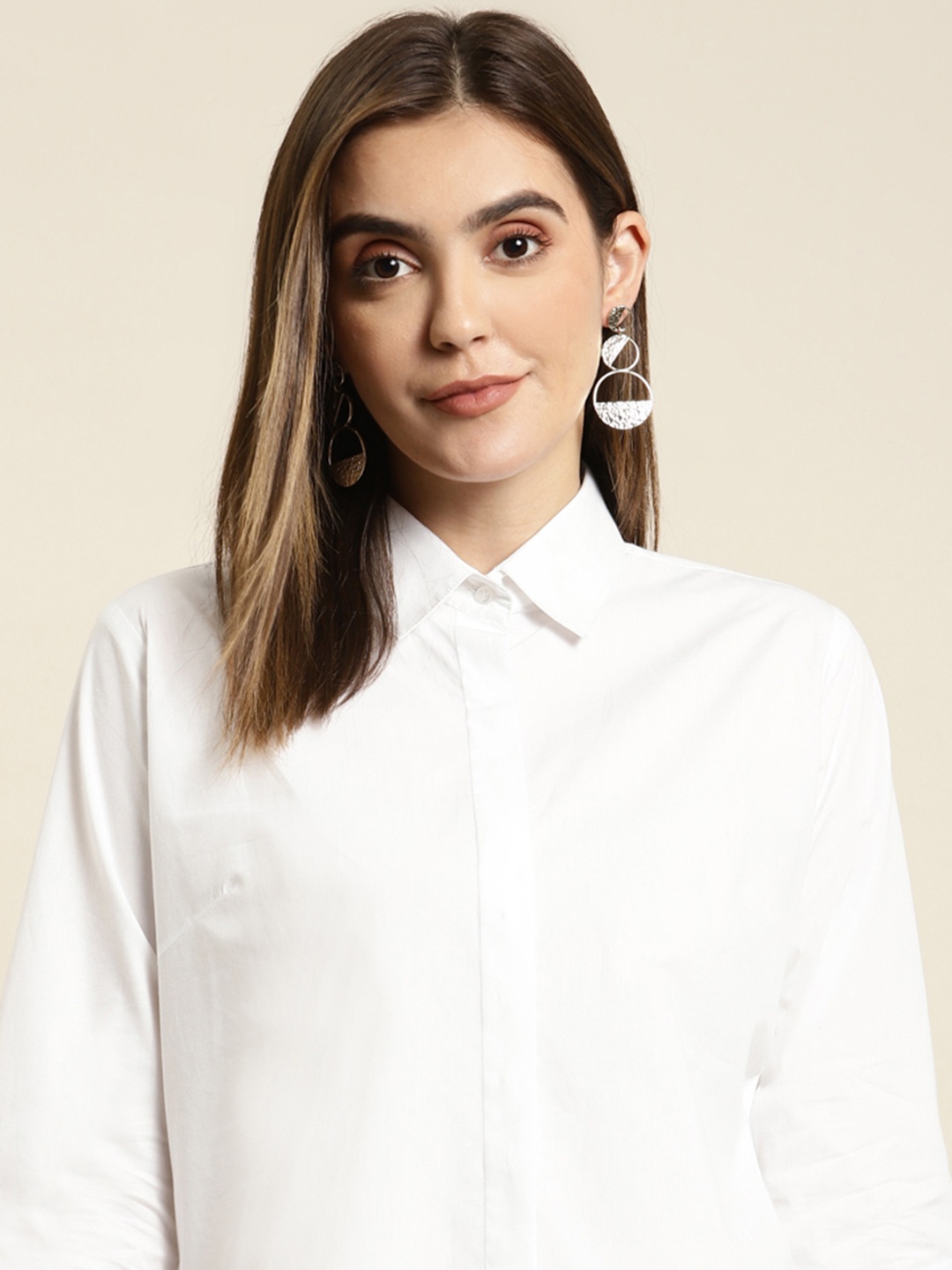 

Hancock Women White Regular Fit Formal Shirt