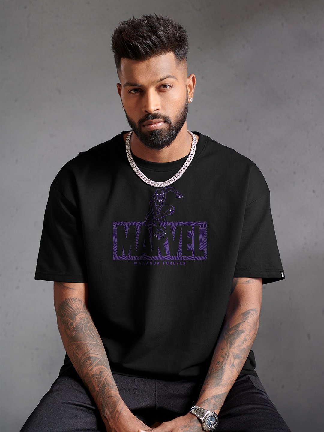 

The Souled Store Marvel Black Panther Print Oversized T-Shirt