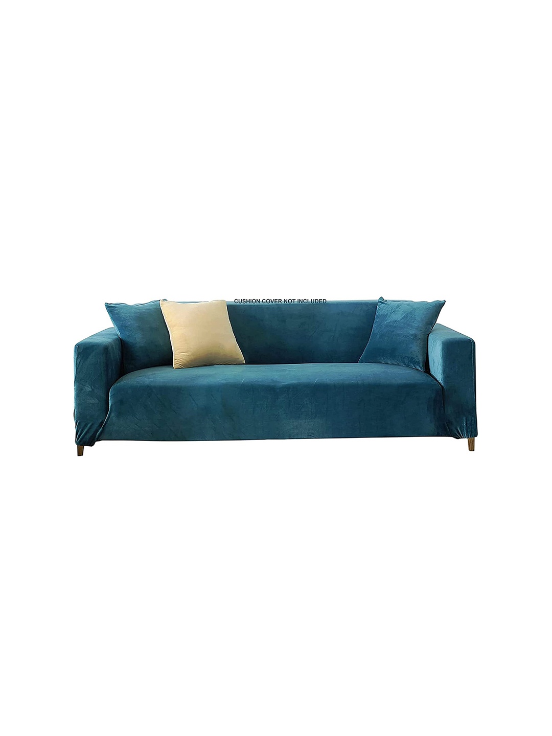 

HOUSE OF QUIRK Teal Solid 1-Seater Stretchable Non-Slip Sofa Slipcover
