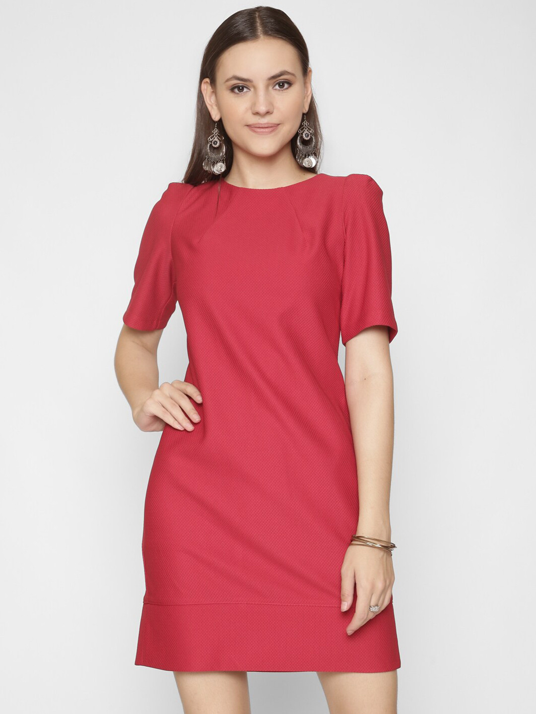 

250 DESIGNS Women Red Solid Georgette Sheath Dress