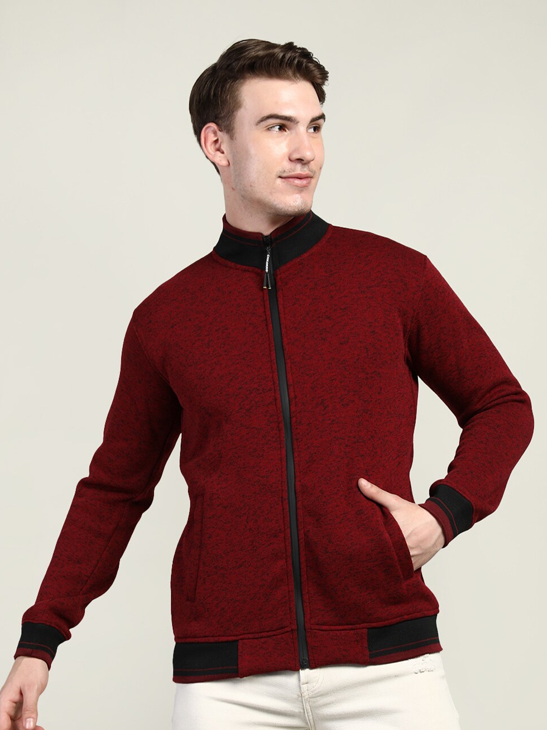 

CHKOKKO Men Maroon Stylish Winter Wear Woollen Sweatshirt