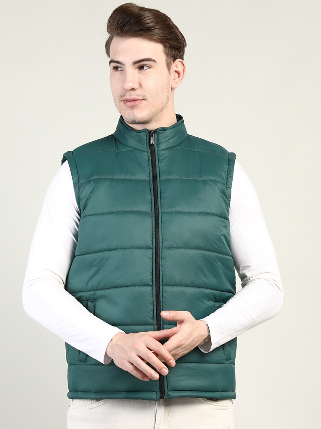 

CHKOKKO Men Green Outdoor Puffer Jacket