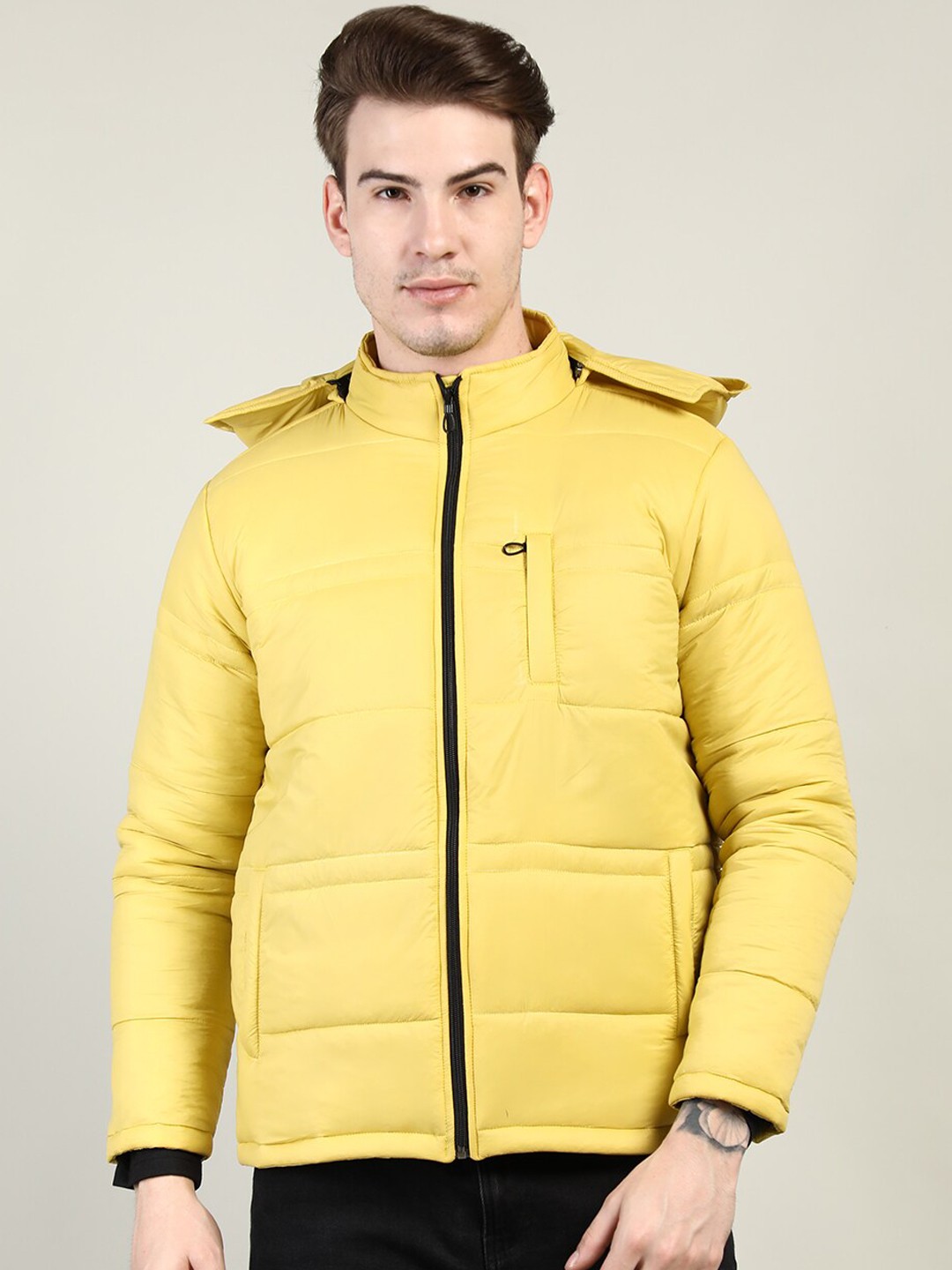 

CHKOKKO Men Yellow Outdoor Padded Jacket