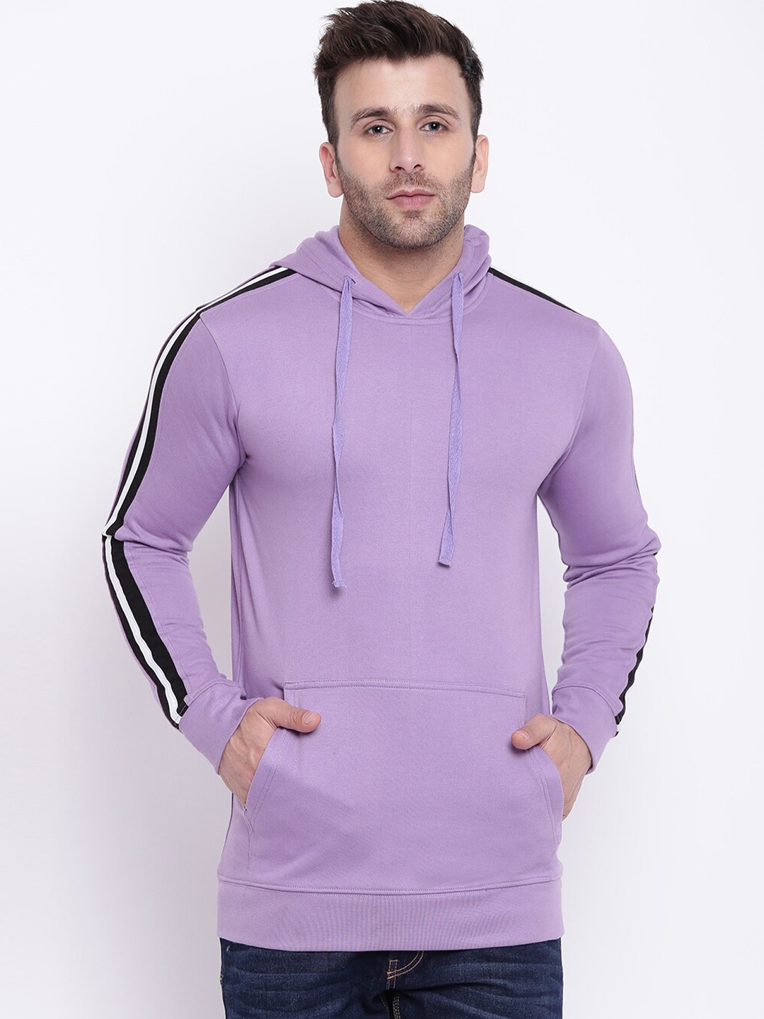 

GRITSTONES Men Purple Hooded Fleece Sweatshirt