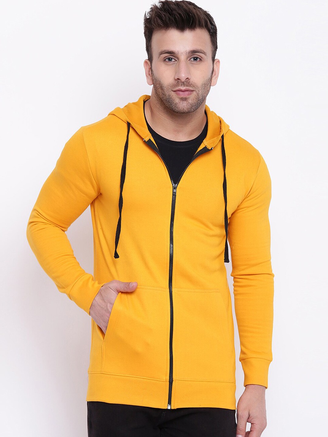 

GRITSTONES Men Yellow Hooded Sweatshirt