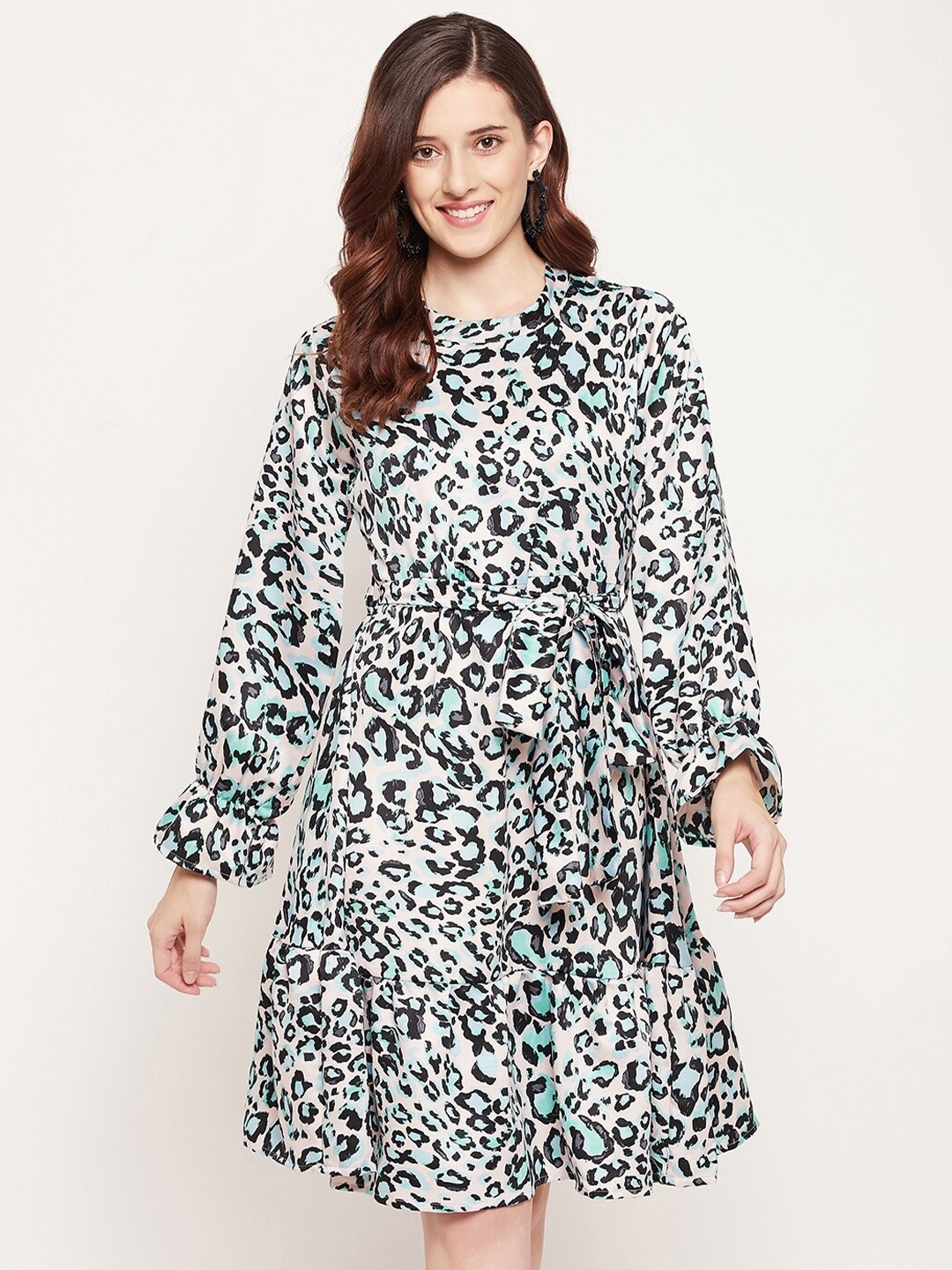 

Fashfun Blue Animal Crepe Dress