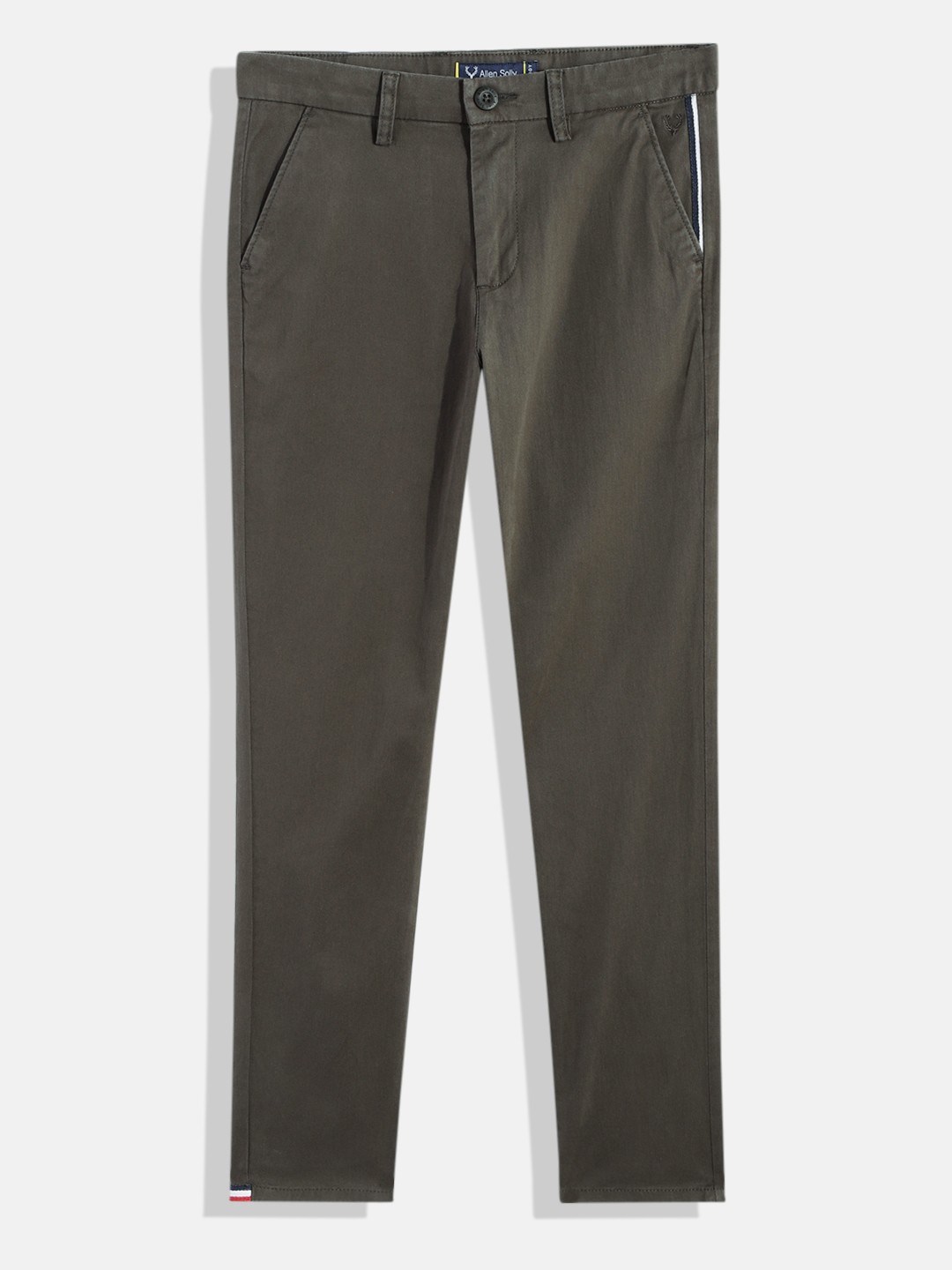 

Allen Solly Junior Boys Olive Green Solid Slim Fit Trousers