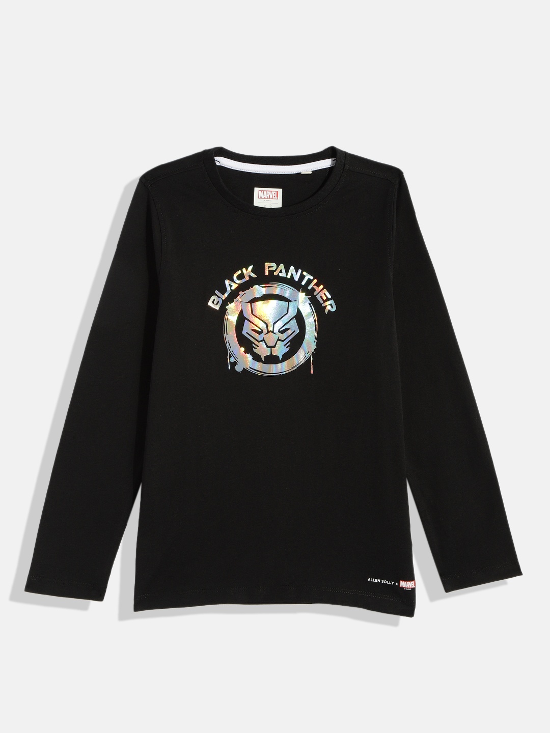 

Allen Solly Junior Boys Black Black Panther Printed Pure Cotton T-shirt