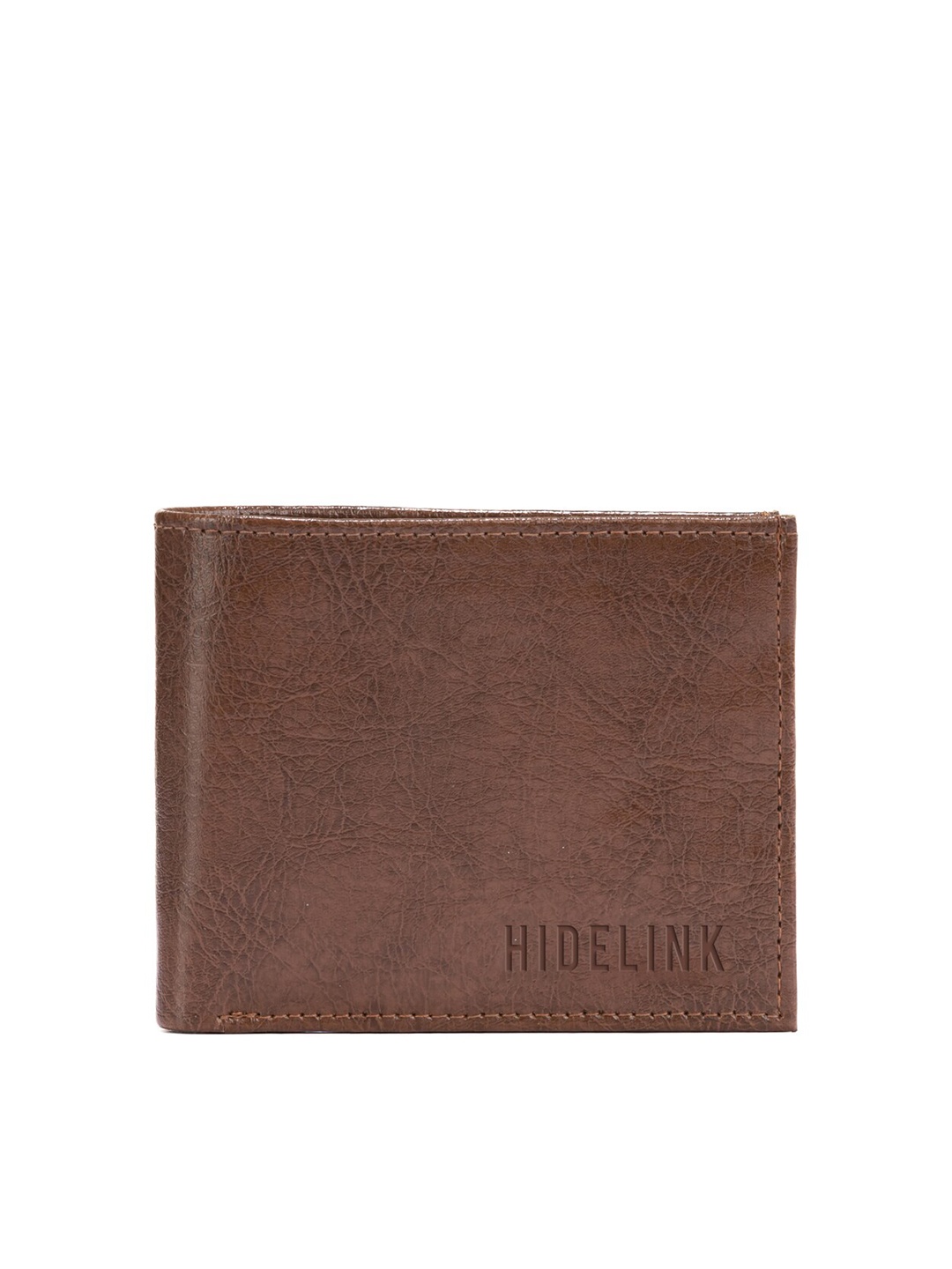 

Hidelink Men Brown Textured PU Two Fold Wallet