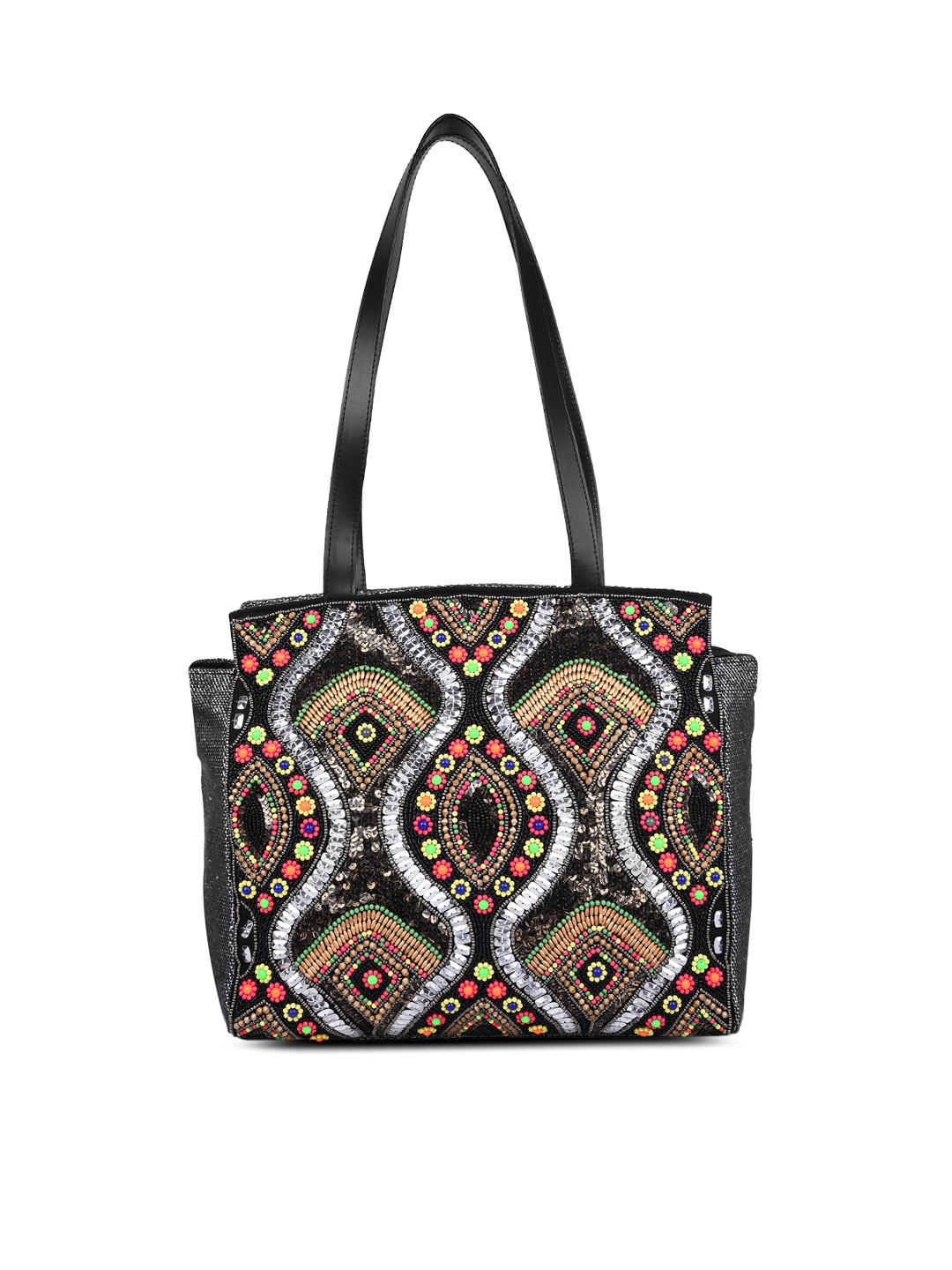 

Anekaant Black Embellished Shoulder Bag
