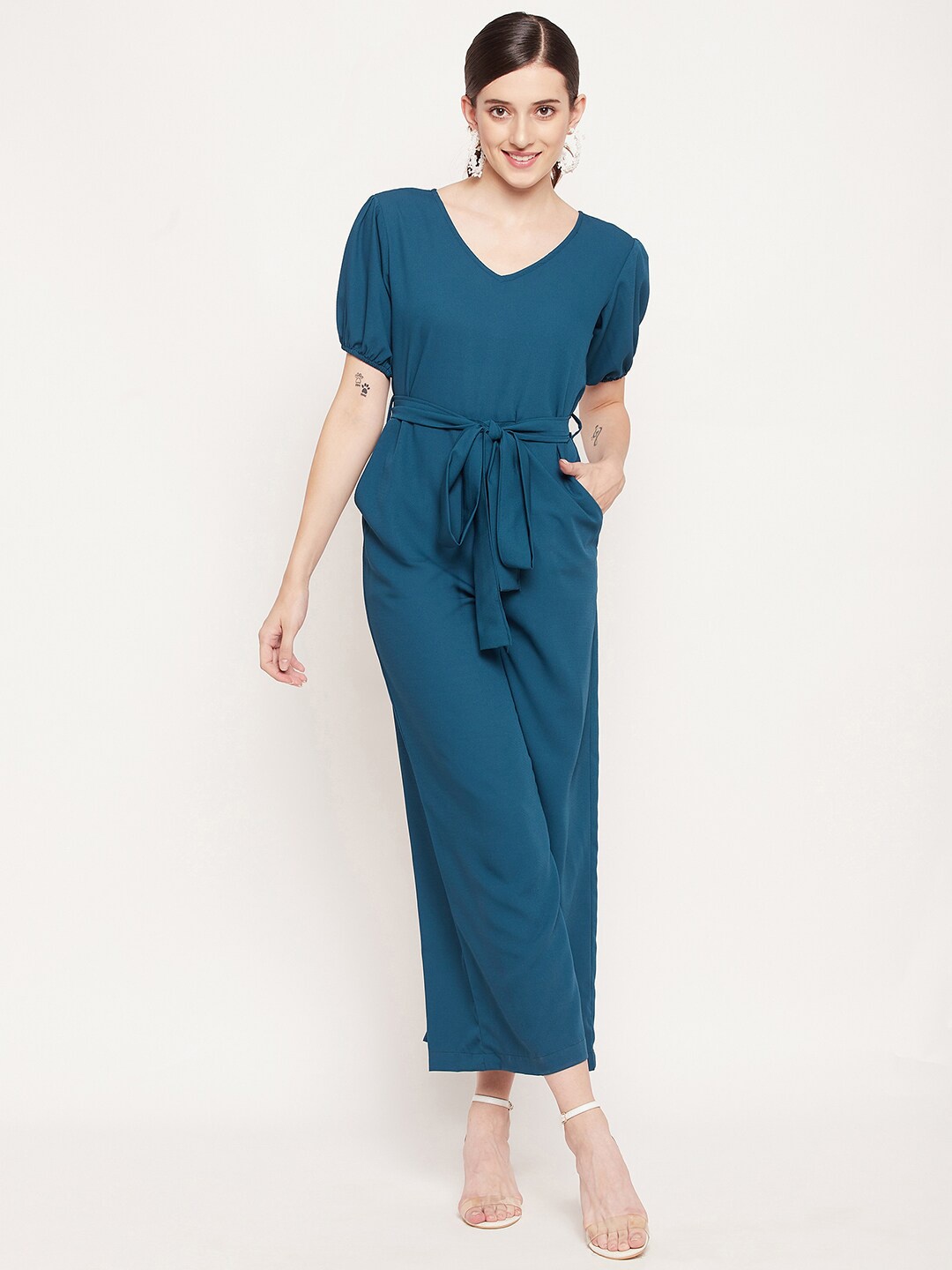 

Fashfun Women Teal Blue Basic Jumpsuit
