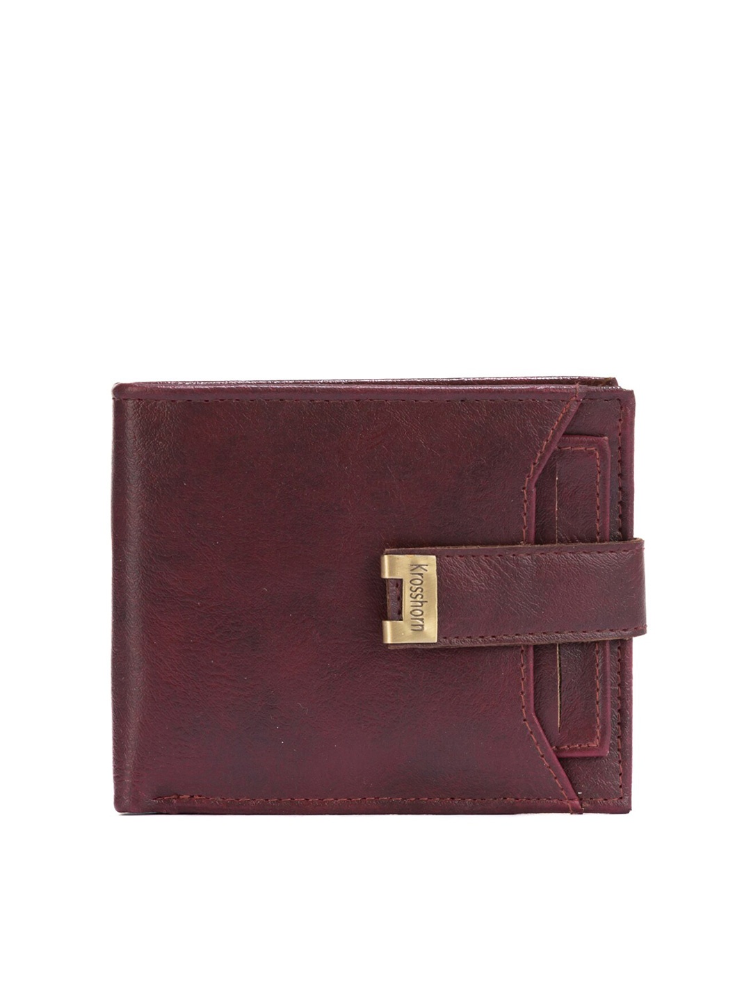 

Krosshorn Men Brown Two Fold Wallet