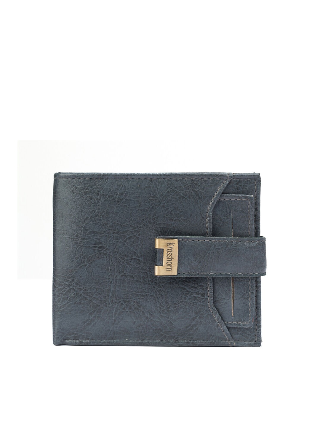 

Krosshorn Men Blue PU Two Fold Wallet