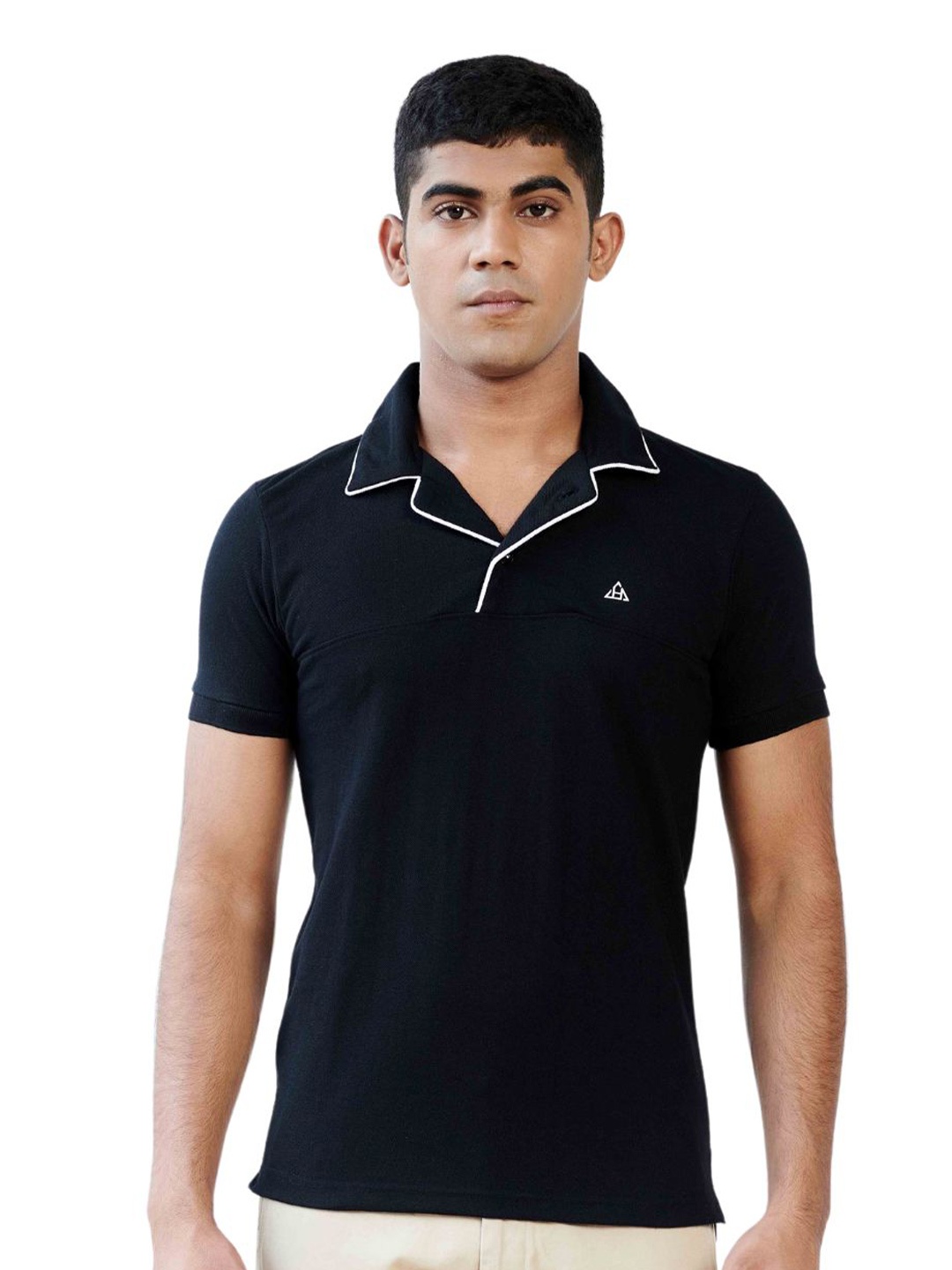 

HillTop Polos Men Black Polo Collar Slim Fit T-shirt
