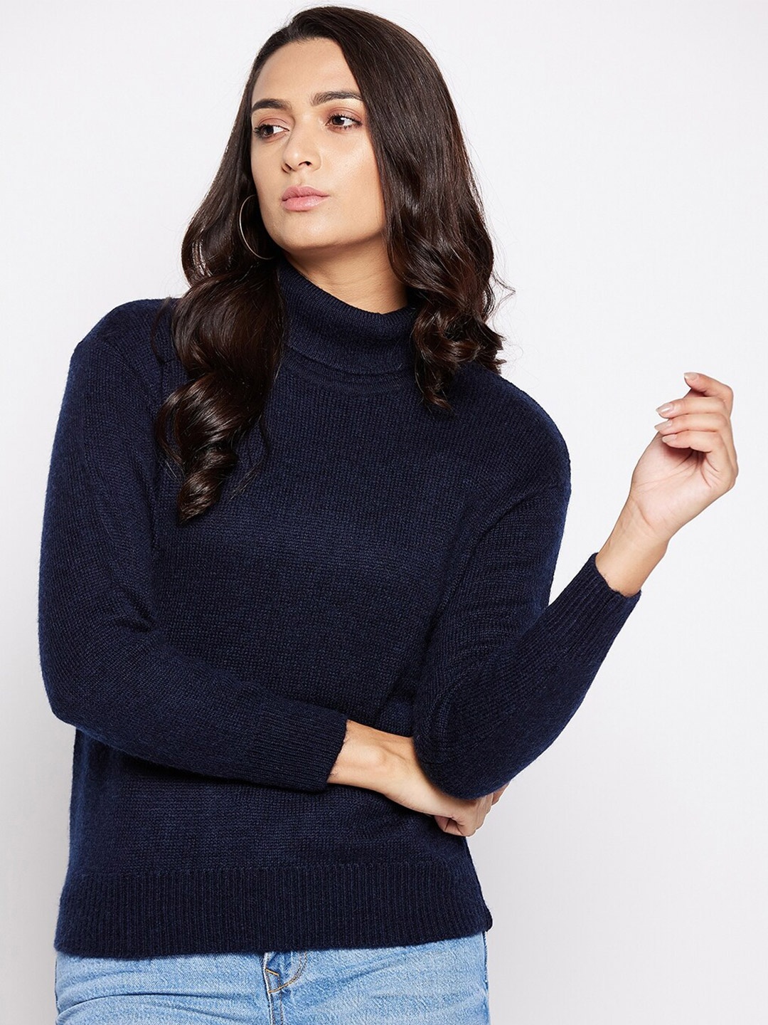 

Octave Women Navy Blue Solid Pullover
