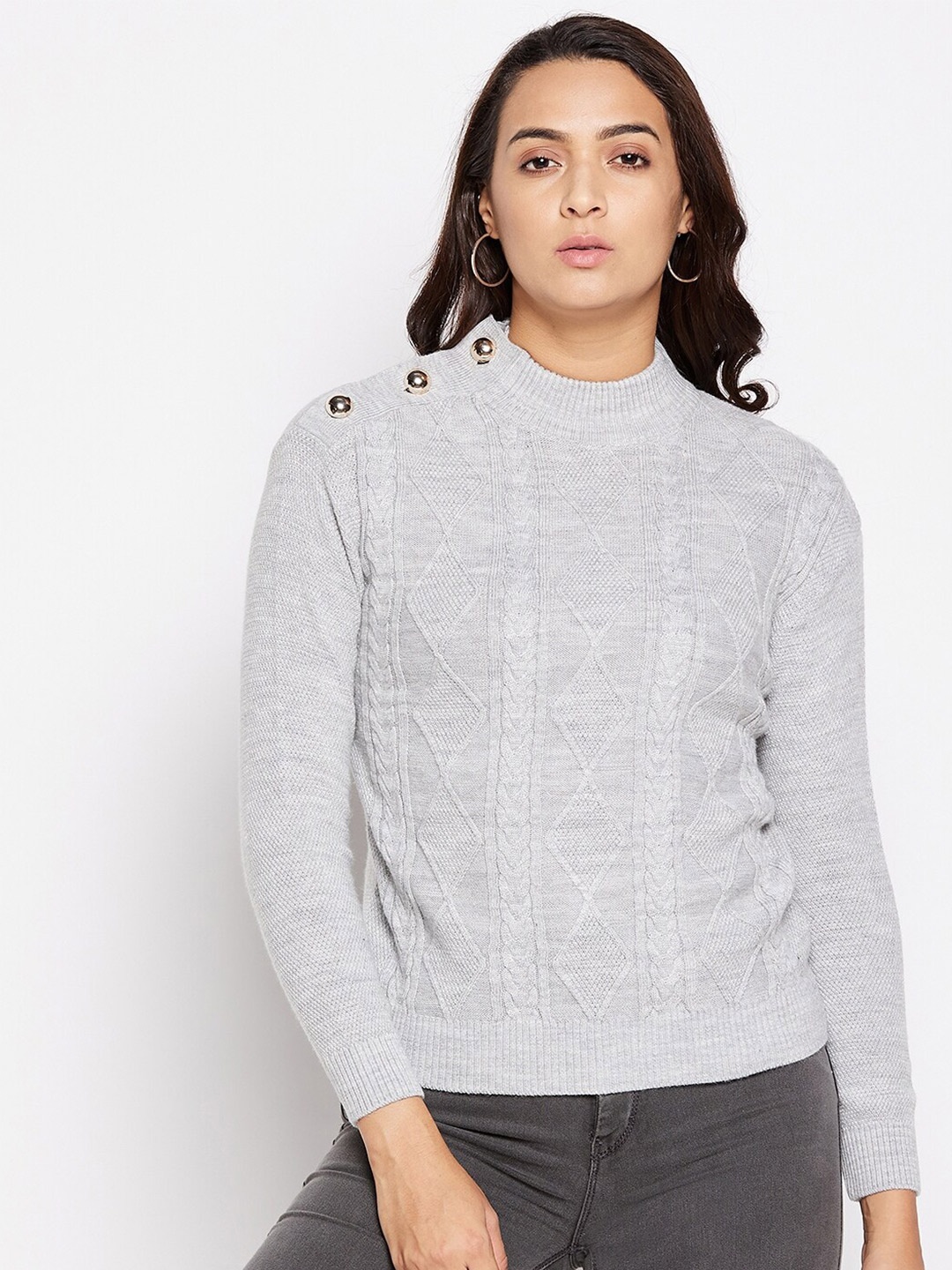 

Octave Women Grey Melange Pullover Sweater