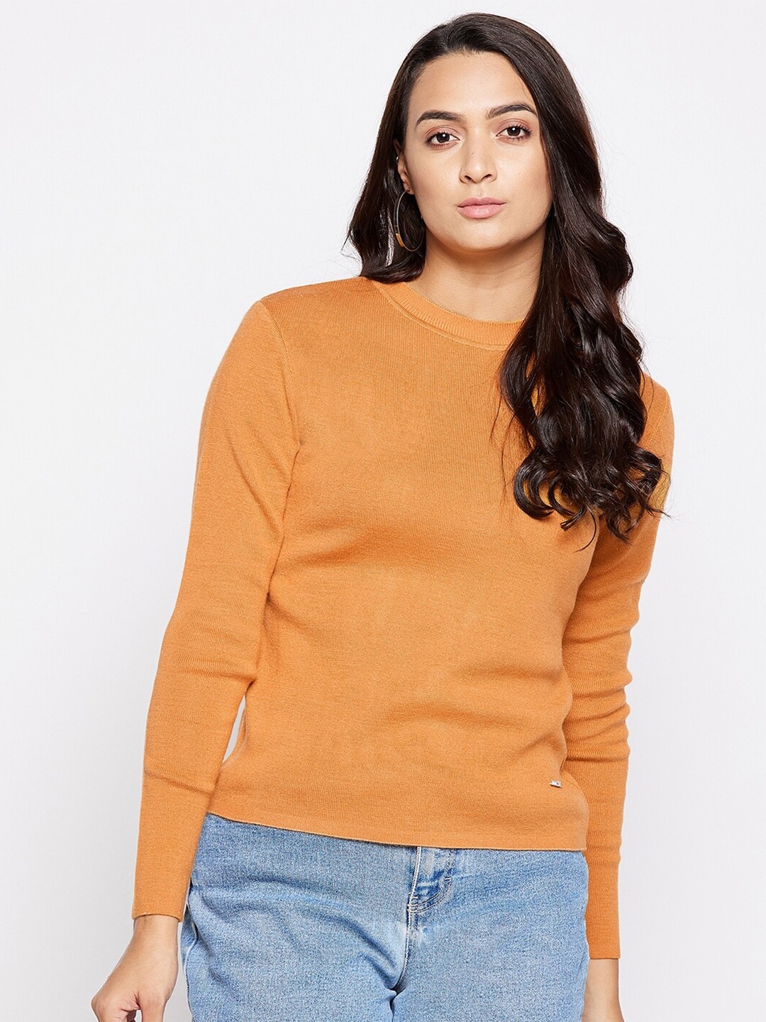 

Octave Women Mustard Yellow Solid Long Sleeves Acrylic Pullover Sweater