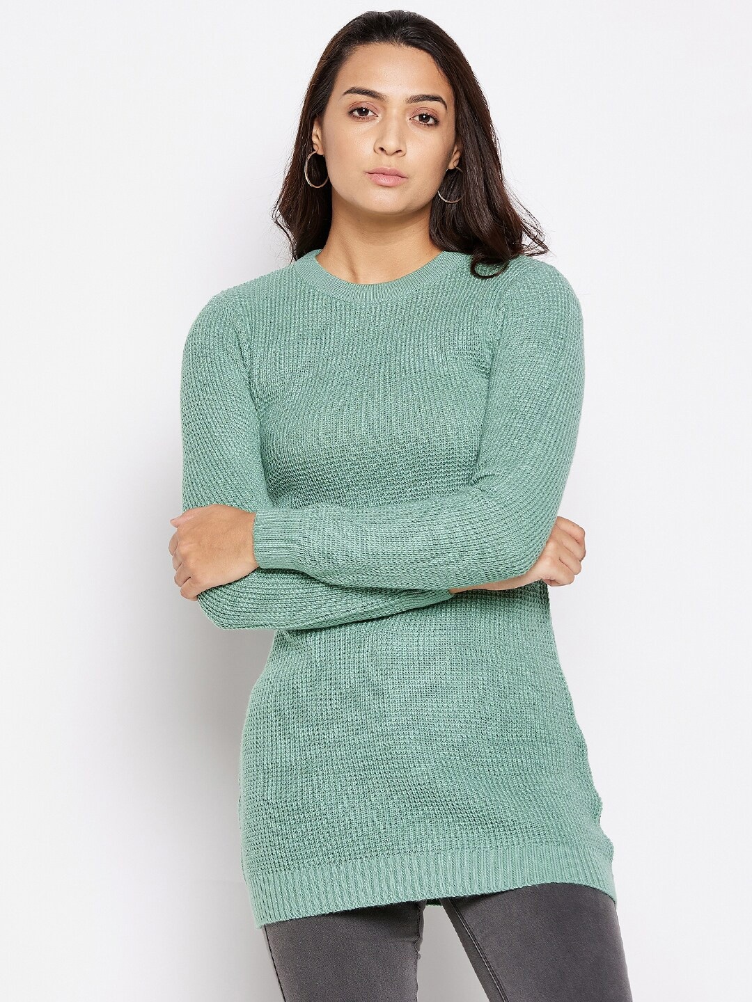 

Octave Women Green Longline Pullover