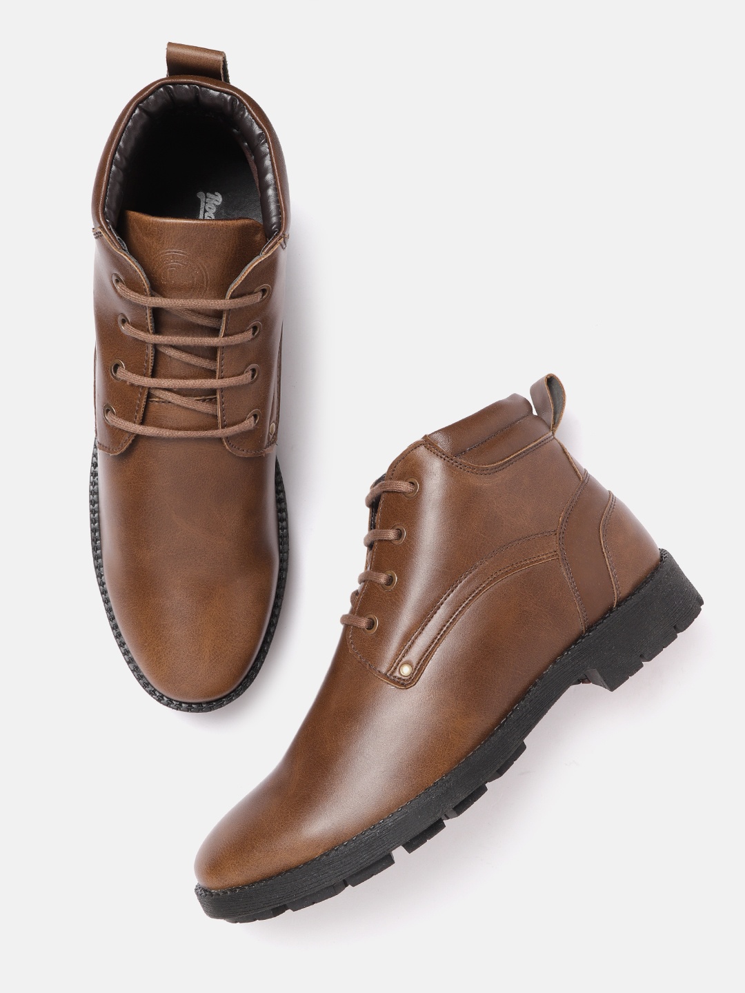 

Roadster Men Brown Solid Mid-Top Derbys