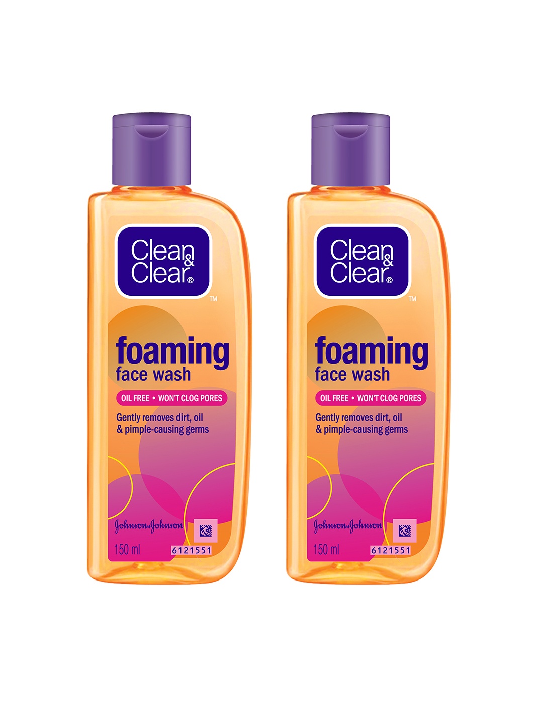 

Clean&Clear Set of 2 Foaming Face Wash for Oily Skin, Acne Prone Skin - 150 ml Each, Orange