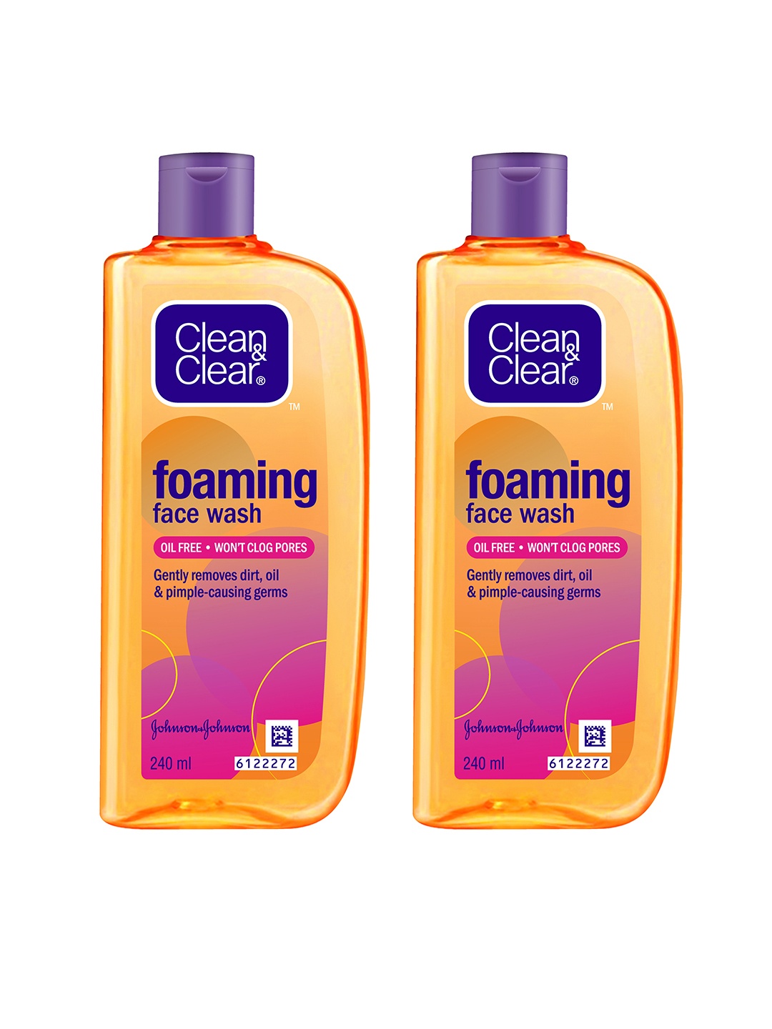 

Clean&Clear Set of 2 Foaming Face Wash for Oily Skin, Acne Prone Skin - 240 ml Each, Orange