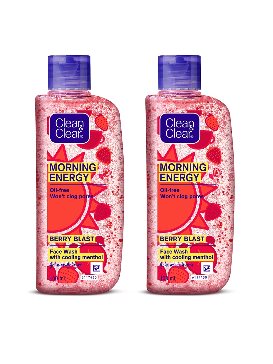 

Clean&Clear Set of 2 Morning Energy Berry Blast Face Wash with Menthol - 100ml Each, Pink