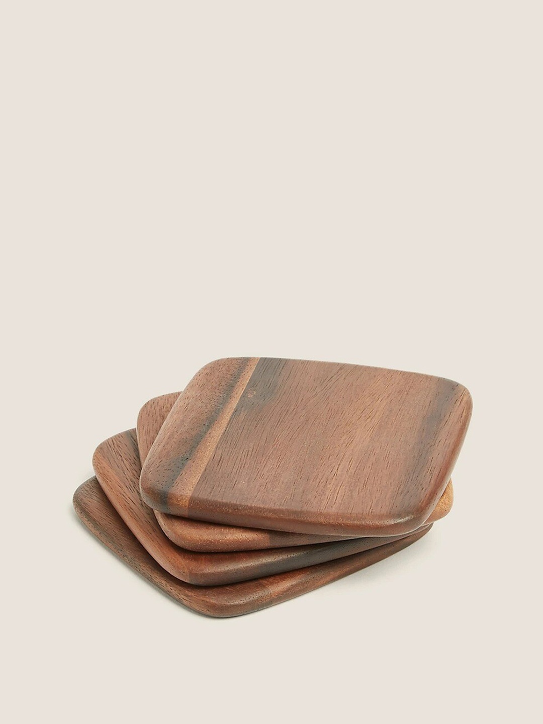 

Marks & Spencer Set Of 4 Brown Solid Wooden Coasters