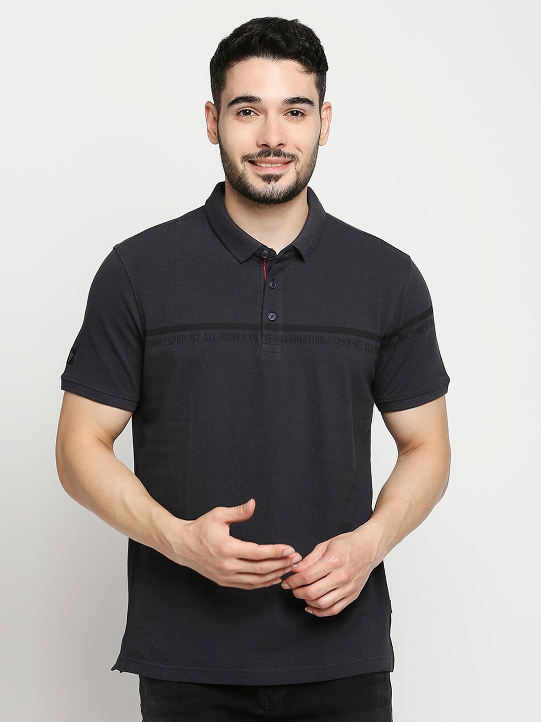 

SPYKAR Men Grey Polo Collar Slim Fit T-shirt