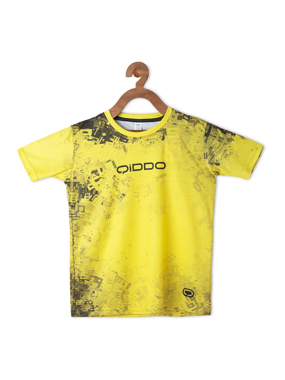 

QIDDO Boys Yellow Typography Printed T-shirt