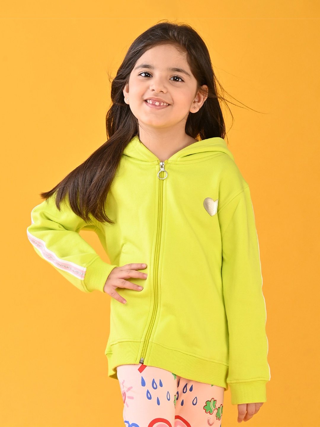 

Anthrilo Girls Lime Green Hooded Fleece Sweatshirt