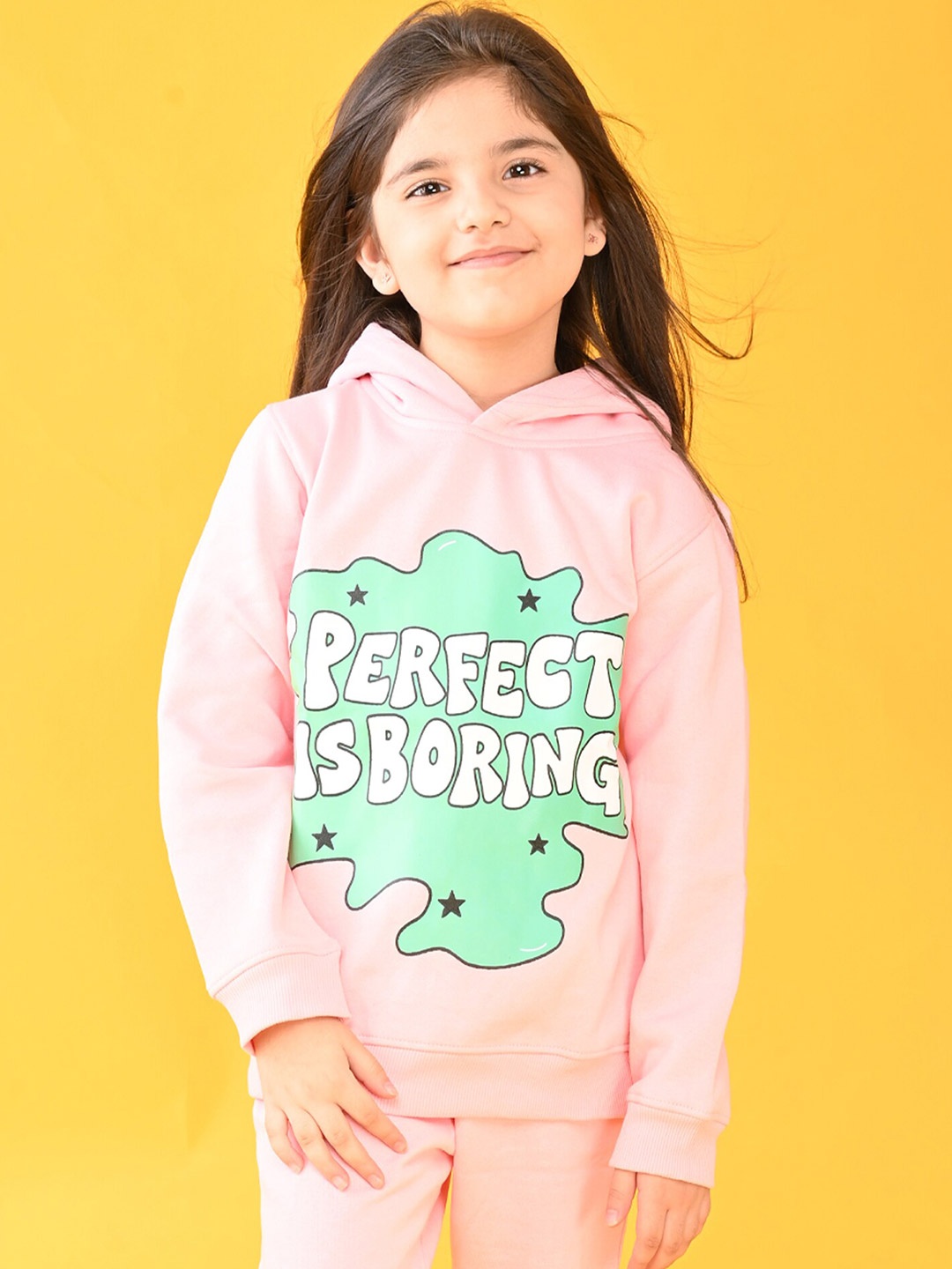 

Anthrilo Girls Pink Printed Hooded Sweatshirt