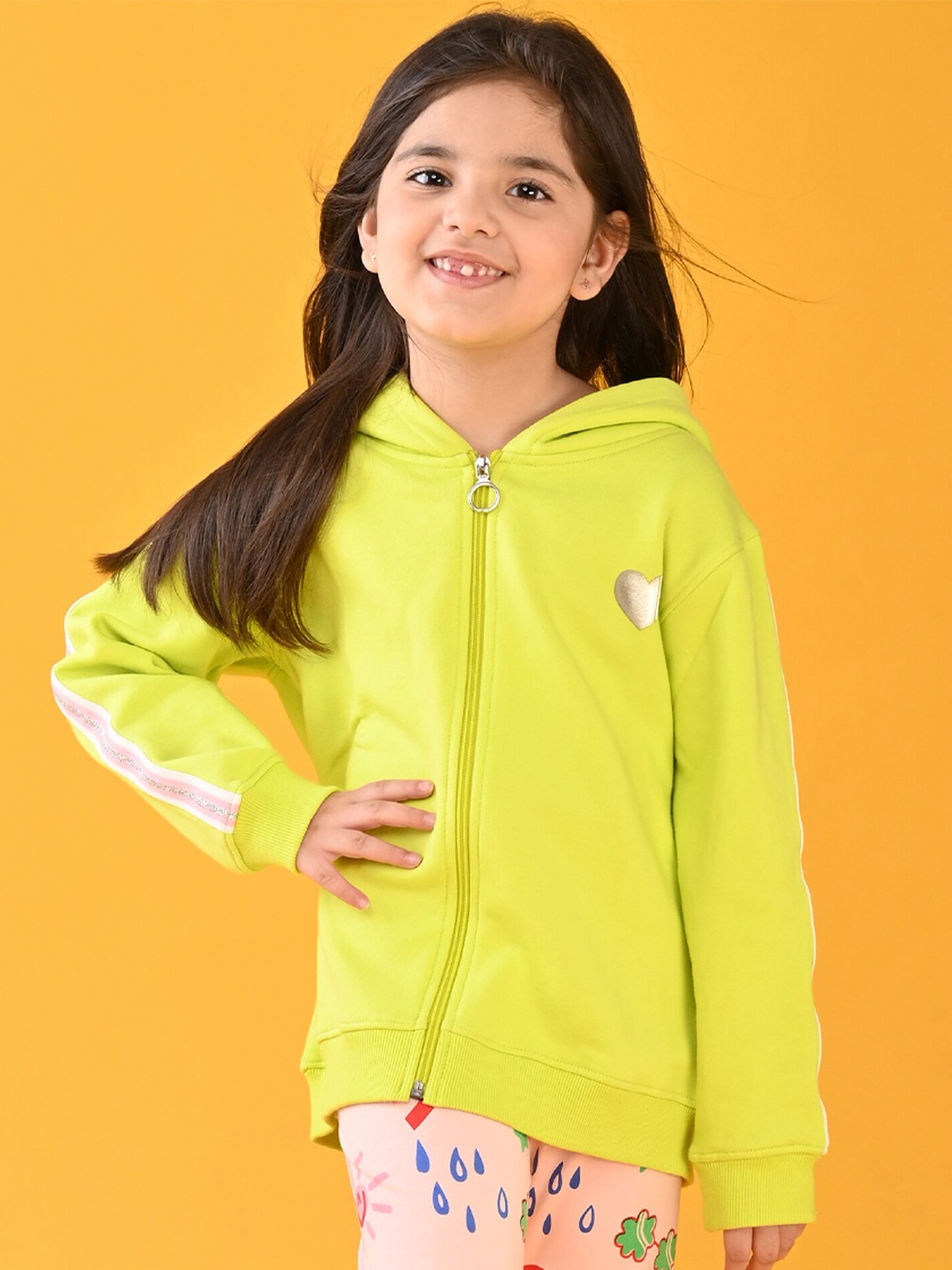 

Anthrilo Girls Lime Green Hooded Fleece Sweatshirt