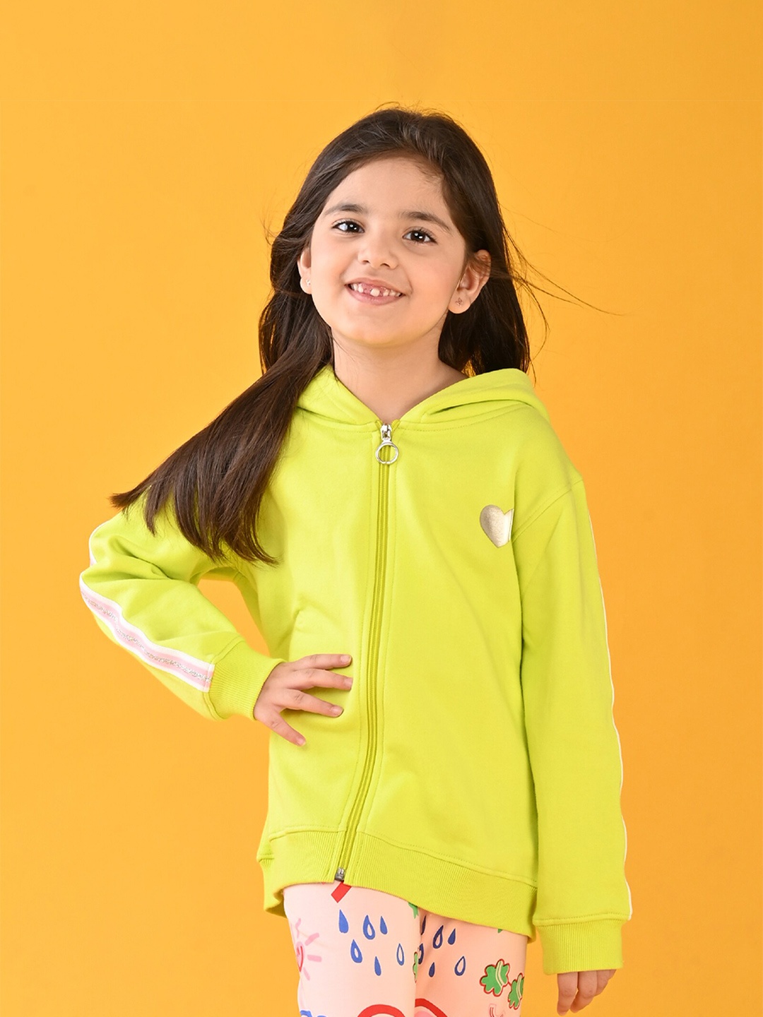 

Anthrilo Girls Lime Green Hooded Sweatshirt