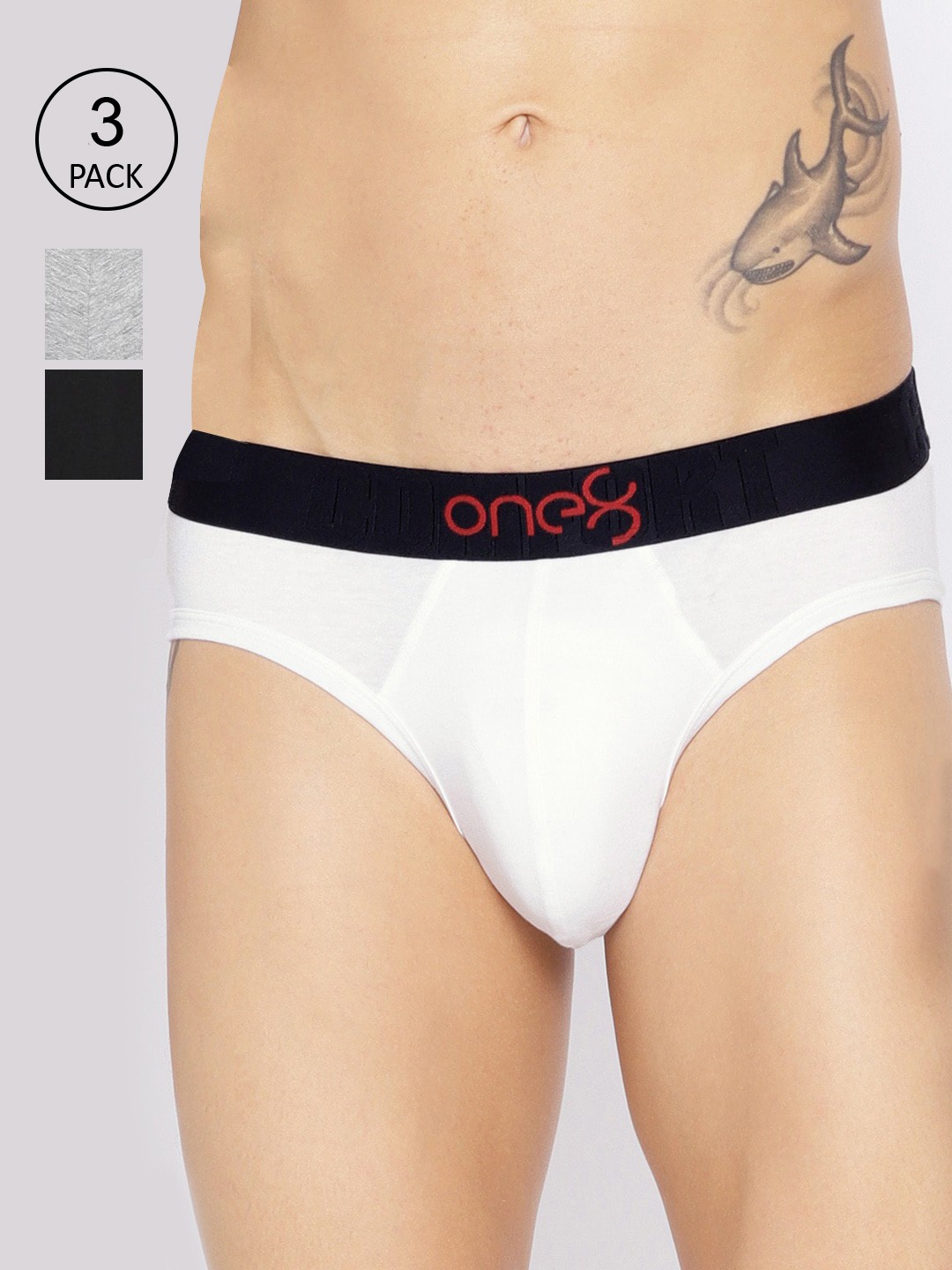

one8 by Virat Kohli Men Pack Of 3 Solid Basic Briefs, White