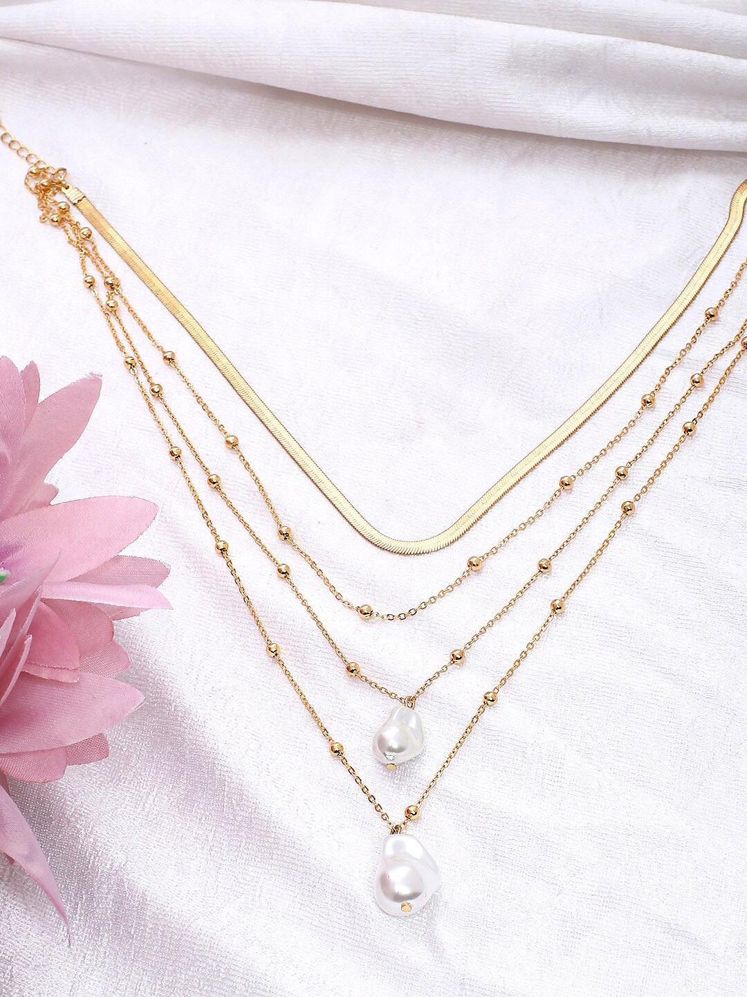 

Lilly & sparkle Women Gold-Plated & White Layered Necklace