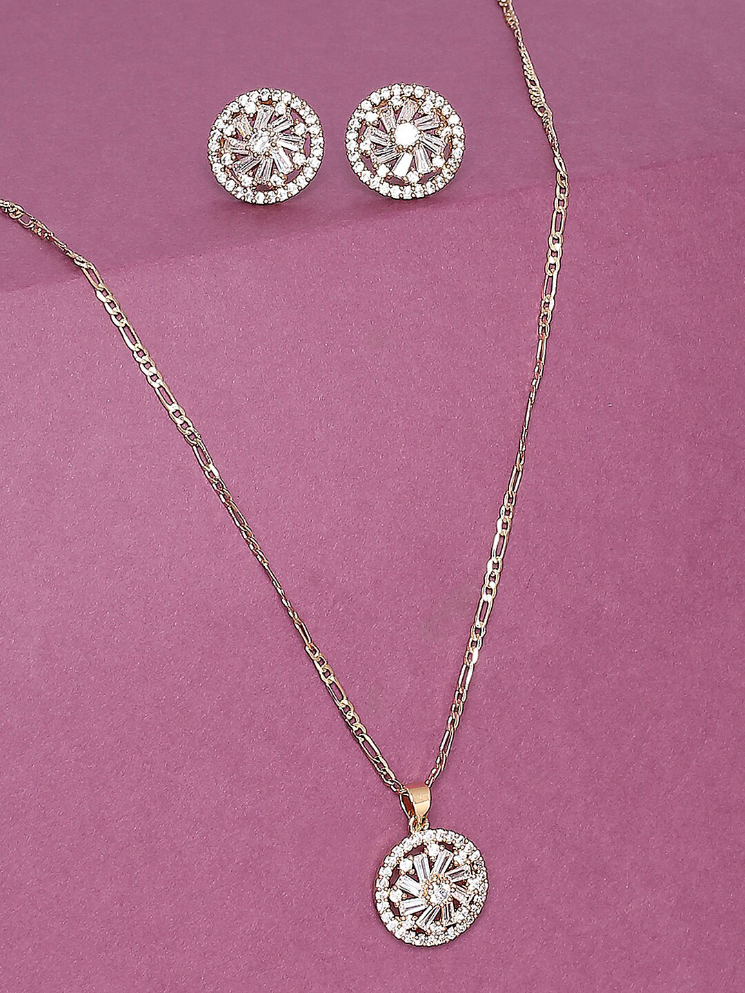 

Lilly & sparkle Gold-Plated White CZ Studded & Beaded Jewellery Set
