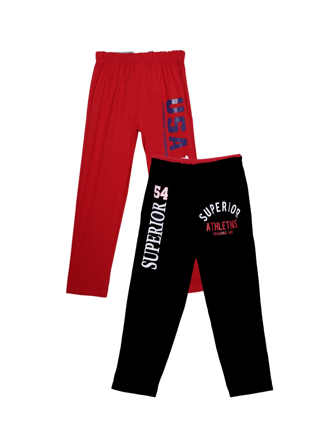 

Fashionable Boys Pack Of 2 Printed Pure Cotton Relaxed Fit Track Pants, Black