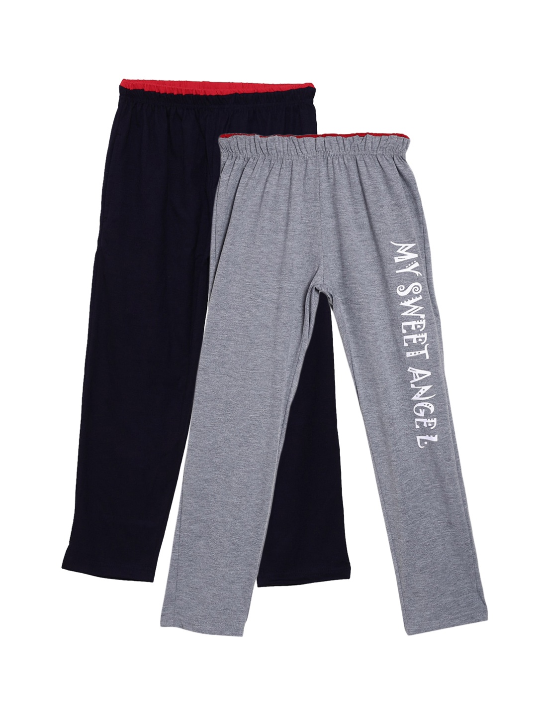 

Fashionable Boys Pack Of 2 Solid Pure Cotton Relaxed-Fit Track Pants, Grey