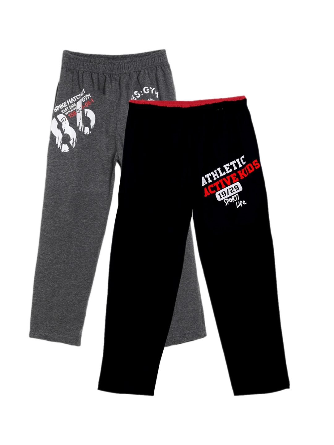 

Fashionable Boys Pack Of 2 Printed Relaxed-Fit Pure-Cotton Track Pants, Black