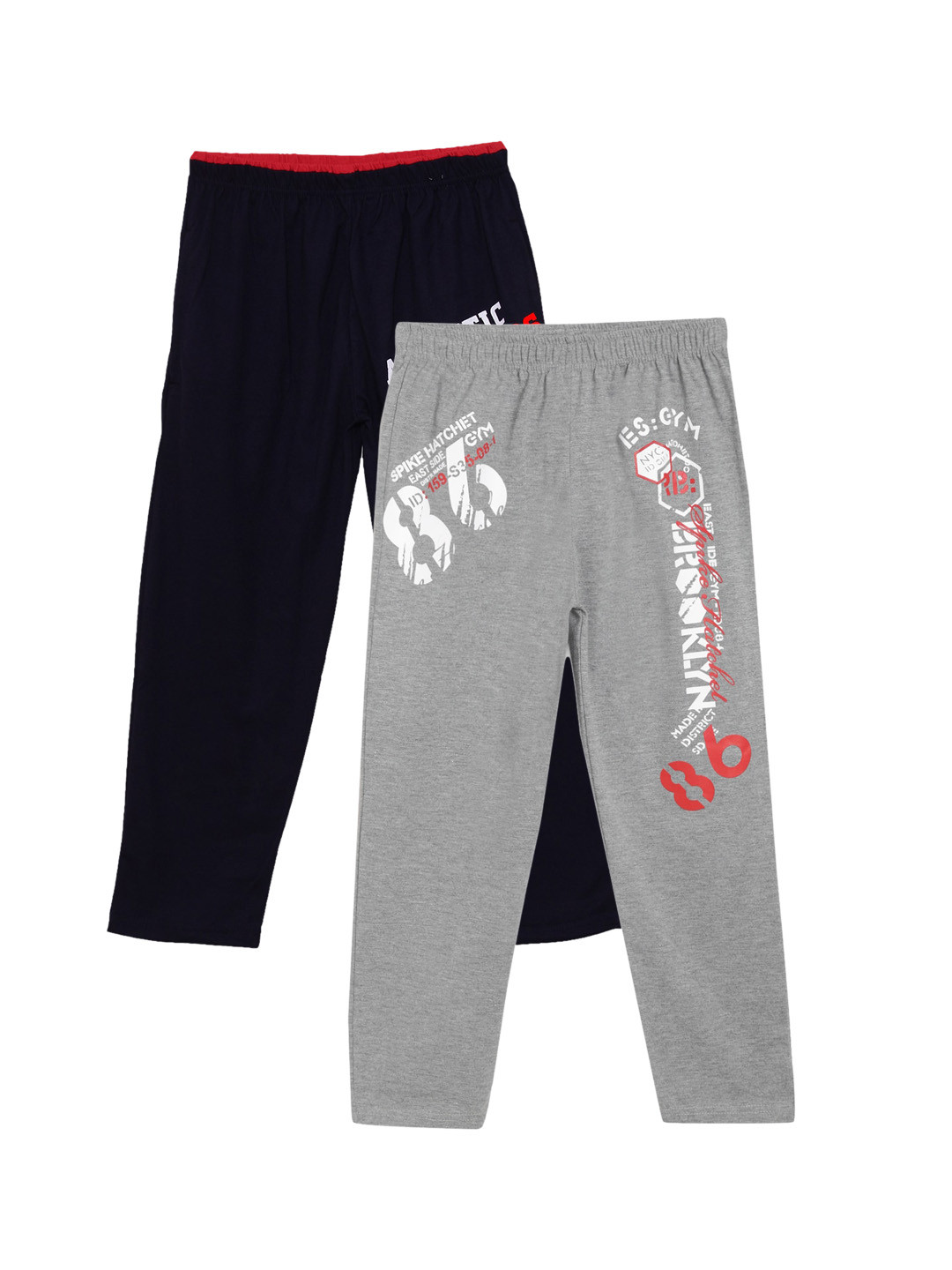

Fashionable Boys Pack Of 2 Solid Pure Cotton Relaxed-Fit Track Pant, Navy blue