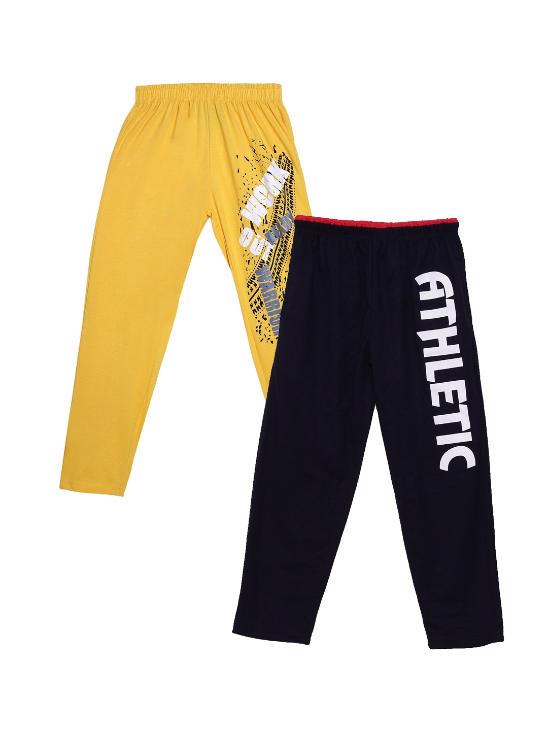 

Fashionable Boys Pack Of 2 Solid Pure Cotton Relaxed-Fit Track Pants, Navy blue